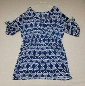 Abito donna OLD NAVY finto avvolgente blu navy taglie forti XXL manica corta cravatta rayon - Foto 1 di 7