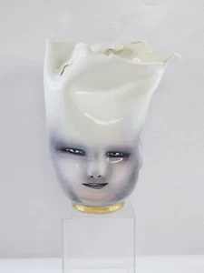 Bing Gleitsman Three Faces Vase Signed 1995 Ceramic Glazed Abstract Vintage MCM - Picture 1 of 16