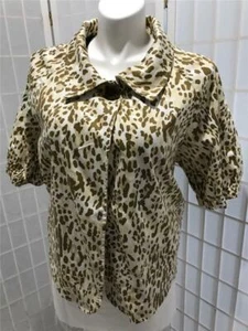 Women's Live a Little 2X Oak Tan Leopard Print Cotton Blend Summer Button Jacket - Picture 1 of 11