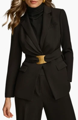 Donna Karan New York Women's Belted Blazer Jacket Black Size 2   6412 - Image 1 of 4