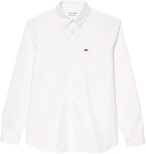 Lacoste Men's Long Sleeve Regular Fit Cotton Oxford Shirt White - Picture 1 of 5