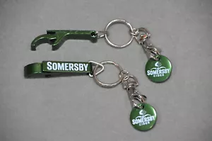 2x Somersby Cider Bottle Opener + Shopping Trolley Coin Collectors Keyring New - Foto 1 di 4