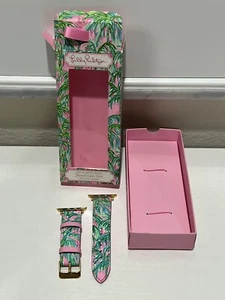 Lilly Pulitzer Suite Views Apple Watch Band 38mm and 40mm Pink Green Palm Trees - Picture 1 of 10
