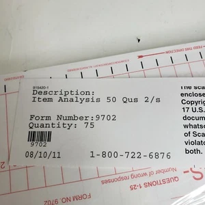Hojas de análisis de artículos Scantron 9702 50 preguntas 75 hojas - Imagen 1 de 4