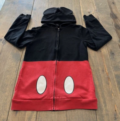 Disney Unisex Kids Mickey Mouse Ears Black & Red Hoodie Zip Up Jacket Size: L - Image 1 of 4