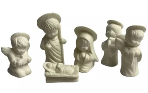 Matte Ceramic Nativity 6 Pcs Jesus Angels Joseph Mary - Picture 1 of 5