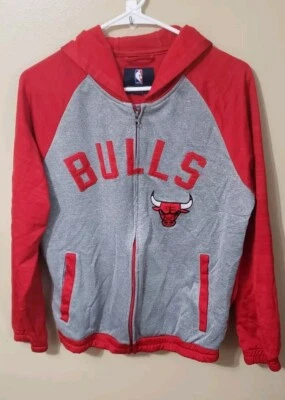 Chicago Bulls NBA Full Zip Hooded Fleece Boys Jacket~ Youth Medium 12-14 - Image 1 of 4