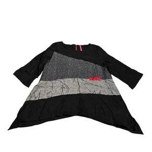 IC by Connie K Linen Top Womens Large Art-to-wear Lagenlook Boho Relaxed - Picture 1 of 11