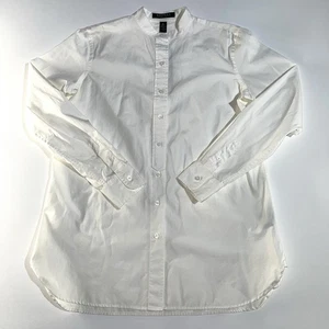Lauren Ralph Lauren Petite PS White Band Collar Tunic Dress Shirt 100% Cotton - Picture 1 of 9
