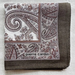 VTG Mens Handkerchief Brown Cotton Paisley Flourish Pattern Pocket Square 17" - Picture 1 of 3