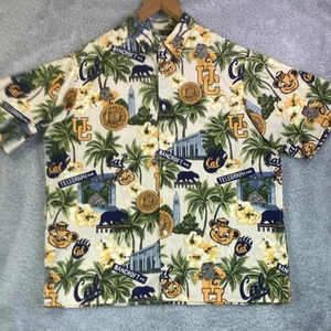 Reyn Spooner Cal Bears Hawaiian Shirt Men’s Large Button Up S/S Palms Yellow - Picture 1 of 6