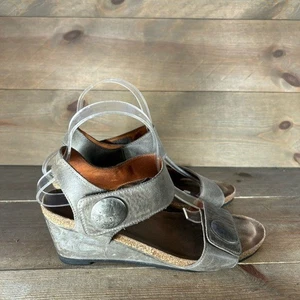 taos carousel 2 womens size 39 shoes gray leather slingback wedge comfort sandal - Picture 1 of 8