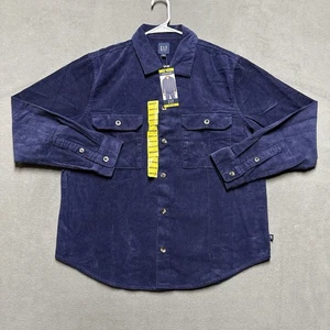 NWT GAP Shirt Mens Medium Eclipse Blue Corduroy Long Sleeve Button Up MSRP $80 - Picture 1 of 13