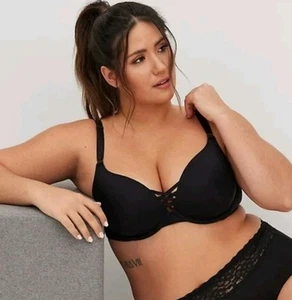 Reggiseno a tuffo push-up Torrid XO microfibra nero con schiena a 360° levigante taglia 42D - Foto 1 di 6