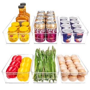 Set of 6 Refrigerator Organizer Bins Pantry Organization and Storage Fridge - Picture 1 of 6