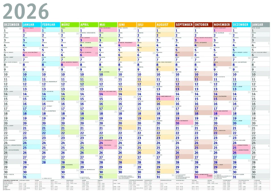 DIN A1 A2 A3 2026 Wandkalender Plakatkalender Jahresplaner Posterplaner GEFALTES - Bild 1 von 1