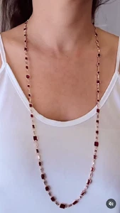 3Ct Emerald Cut Simulated Red Ruby/Diamond Chain Necklace 14k Rose Gold Plated - Picture 1 of 8