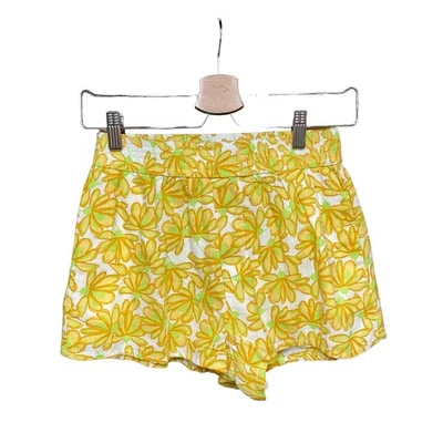 Nuevo con etiquetas Pantalones Cortos Zara Amarillo Crema Retro Floral Pull On Board Amarillo Talla XS Foto 1 de 4
