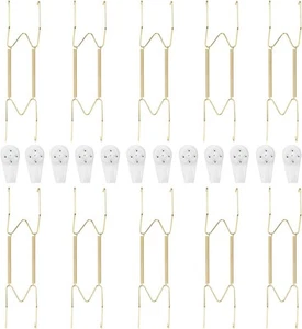 10 Pack Invisible Plate Hangers, 10 Inch Brass Wall 10 Inch, Gold - Picture 1 of 7