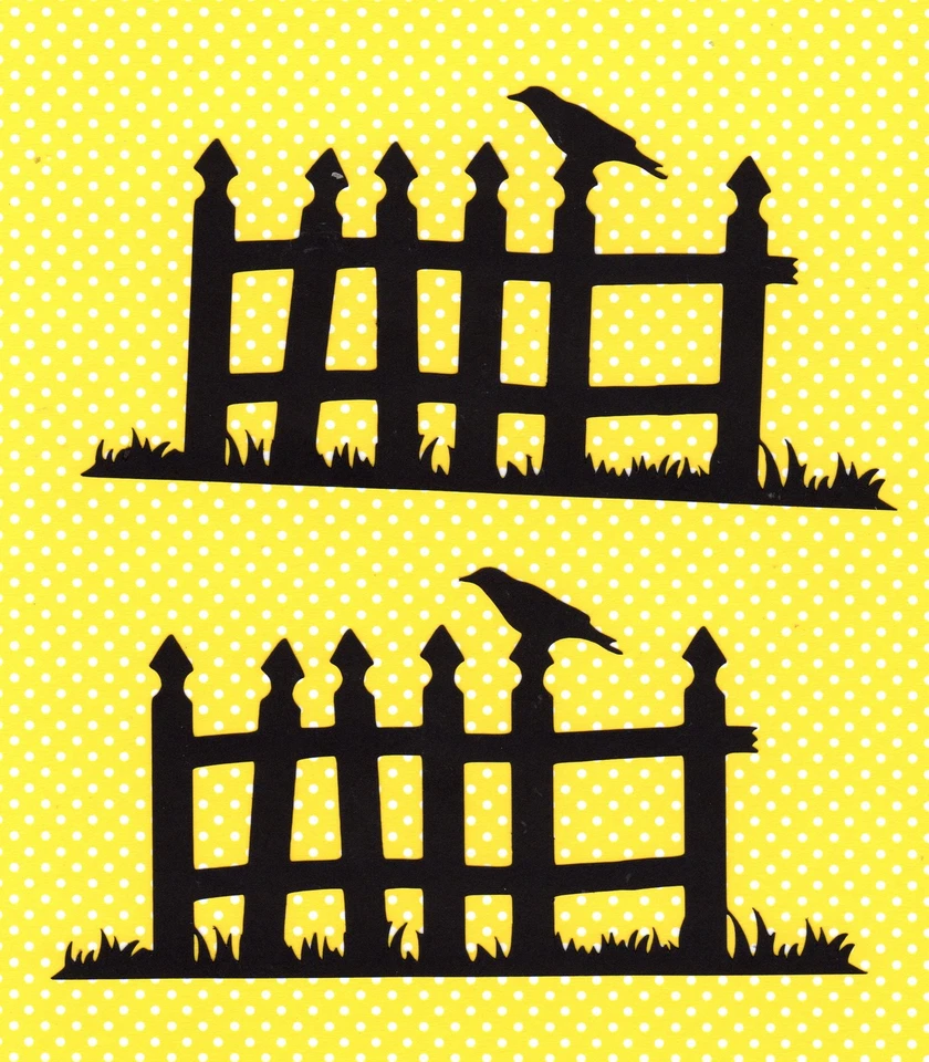 Cerca - Cortes de matriz Crow on Fence-2 EA-6,5 pol x 3,5 pol. Cortes pretos de Halloween  - Imagem 1 de 1