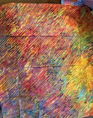 Beautiful Multicolored Rainbow Batik Diagonal Stripes Print BTFQ - Image 1 of 4