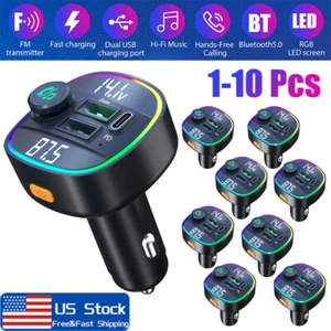 Bluetooth 5.0 Car Wireless FM Transmitter Adapter USB PD Charger Hands-Free LOT - Picture 1 of 13