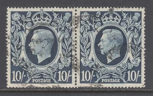 Great Britain Sc 251 used. 1942 10sh indigo KGVI horizontal pair, VF - Picture 1 of 1