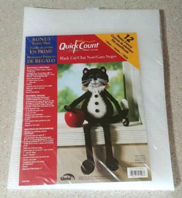 Uniek Quick Count Plastic Canvas 7 mesh 12 count - Black Cat Project Sheet - NEW - Image 1 of 3