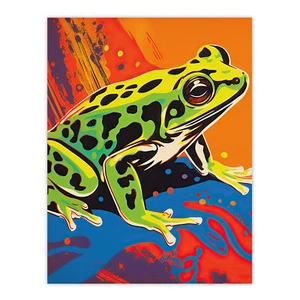 Frog Vibrant Bathroom Painting Animal Portrait Bold Wall Art Poster Print - Picture 1 of 26