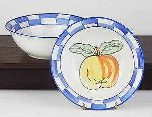 Tabletops Unlimited, CHECKER FRUIT, Set of 2 Soup/Cereal Bowls, SUPERB Condition - Picture 1 of 5