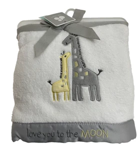Just Born love you to the MOON White/Gray/Yellow Mom & Baby Giraffe Blanket - Picture 1 of 8
