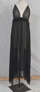 Schwarzes langes Kleid Blütenblatt Wirbel schön XL UK 14-16 - Bild 1 von 3