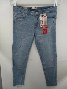 Levi's  Girls sz 12 Reg 710 Super Skinny Ankle Jeans Peace Rainbow NWT $48 - Picture 1 of 4