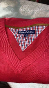Report Collection Mens Red Long Sleeve Sweater Size Large V-Neck - Picture 1 of 5