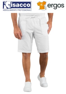 Isacco PANTALACCIO Shorts Elastico in Vita Tasconi Cargo Bermuda Bianco Unisex - Picture 1 of 2