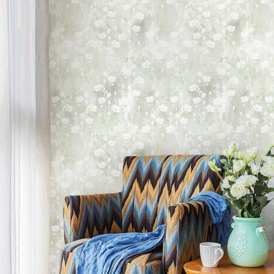 White Floral Peel and Stick Bedroom Wall Decor Self-Adhesive Wallpaper 17"x118" - Image 1 of 4