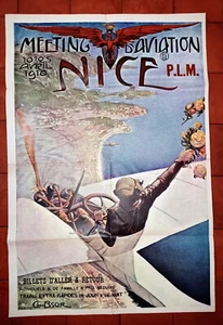 POSTER 1910 Aviation Meeting Nice, France - Poster by Charles-Léonce Brossé - Picture 1 of 2