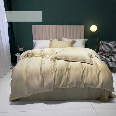 Champagne Luxury Tencel Silk Bedding Set Beauty Sleep Quilt Cover Set Bed Linen • 436.94$