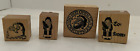 Lot de 4 timbres en caoutchouc bois thème de Noël vintage 1988