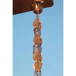 Quality Pure Copper 8.5 Ft Leaves Rain Chain Rainwater Downspout FREE SHIPPING - Picture 1 of 4