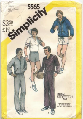 5565 Simplicity Men's sweat Pants, Shorts, Top, Jacket size Large 42-44 Vintage - Image 1 of 2