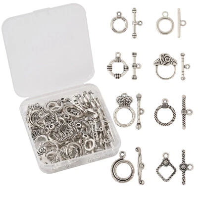 40Sets TIbetan Alloy 8-Shapes Toggle Clasps Bars Antique Silver Jewelry Findings - Image 1 of 4