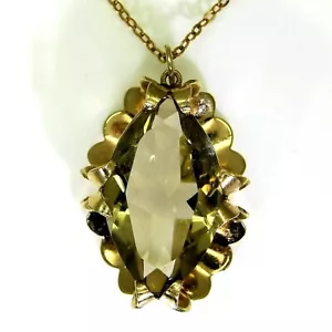 Colgante de oro amarillo de 9 quilates de colección ahumado citrino + cadena de 16 - Imagen 1 de 7