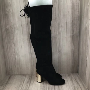 New Look OTK Boots Womens EU 39 Black Faux Suede Pull On Over The Knee - Picture 1 of 12