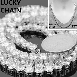 22"14K WHITE GOLD FINISH BLING OUT TENNIS CHAIN NECKLACE 6mm 58g