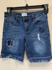 Hudson Jeans Girls 16 Embroidered Star Distressed Shorts Cut Offs 4th Modest - Picture 1 of 8