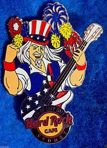 SYDNEY 4th 2015 JULY MUSCULAR LONG HAIR UNCLE SAM Hard Rock Cafe NON CLONE  PIN - Picture 1 of 1