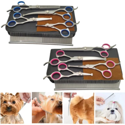 Professional Hair Fur Cutting Scissors Pet Dog Grooming Kit Curved Shears Tool - Image 1 of 4
