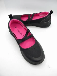 VIONIC Opal Black & Hot Pink Slip On Mary Jane Comfort Flats Size 6 M - Picture 1 of 11