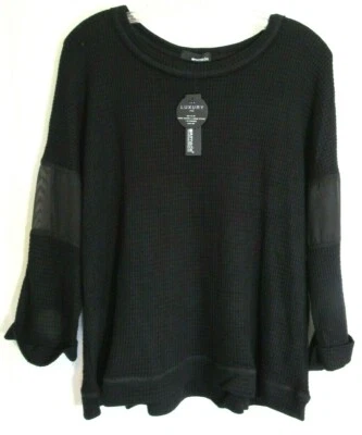 Camisa Lamade Negra Tejida Gofre Malla Inserciones en Brazos Manga 3/4 Talla Grande Nueva con Etiquetas Foto 1 de 4